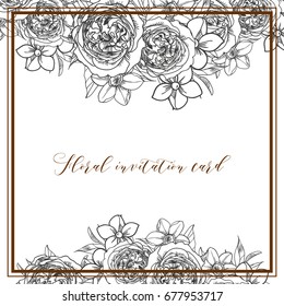 Invitation with floral background