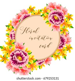 Invitation with floral background