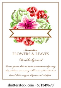Invitation with floral background