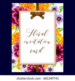 Invitation with floral background