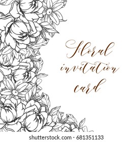 Invitation with floral background