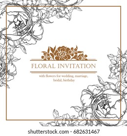Invitation with floral background