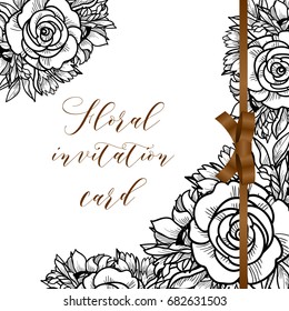 Invitation with floral background