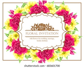 Invitation with floral background