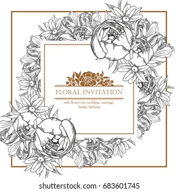 Invitation with floral background