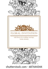 Invitation with floral background