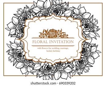Invitation with floral background