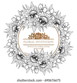 Invitation with floral background