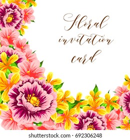 Invitation with floral background