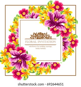 Invitation with floral background