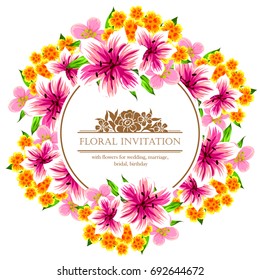 Invitation with floral background