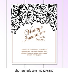 Invitation with floral background