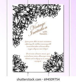 Invitation with floral background