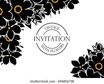 Invitation with floral background