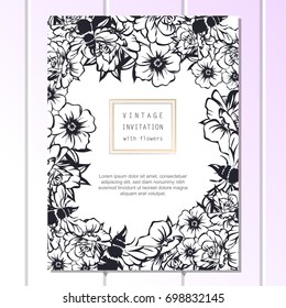 Invitation with floral background