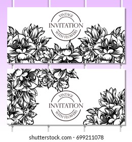 Invitation with floral background