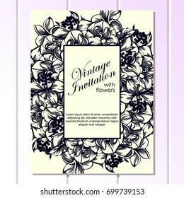 Invitation with floral background