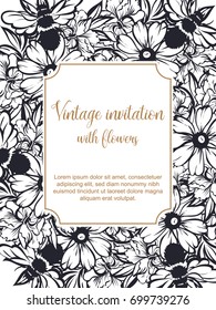 Invitation with floral background