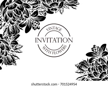 Invitation with floral background