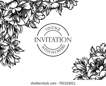 Invitation with floral background