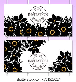 Invitation with floral background