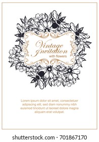 Invitation with floral background