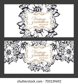 Invitation with floral background