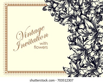 Invitation with floral background
