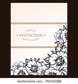 Invitation with floral background