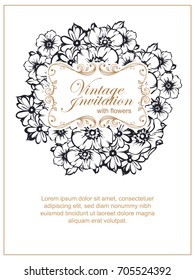 Invitation with floral background