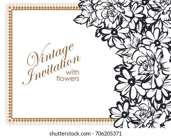 Invitation with floral background
