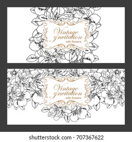 Invitation with floral background
