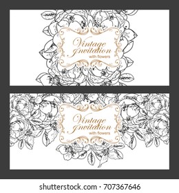 Invitation with floral background
