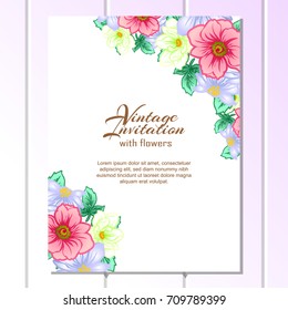 Invitation with floral background
