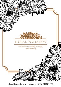 Invitation with floral background