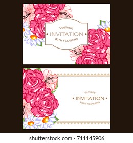 Invitation with floral background