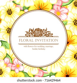 Invitation with floral background
