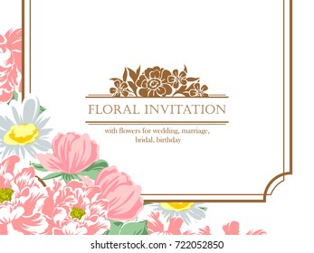 Invitation with floral background