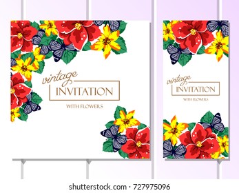Invitation with floral background