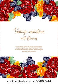 Invitation with floral background