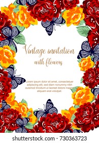 Invitation with floral background