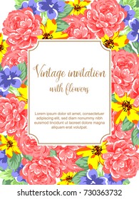 Invitation with floral background