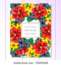 Invitation with floral background