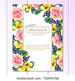 Invitation with floral background