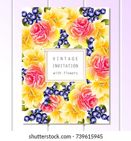 Invitation with floral background