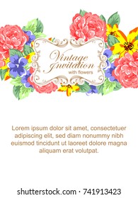 Invitation with floral background