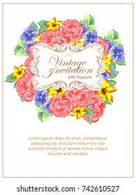 Invitation with floral background
