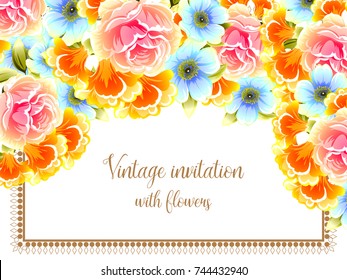 Invitation with floral background