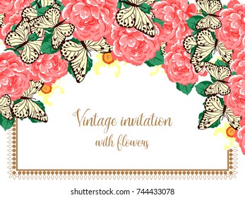 Invitation with floral background