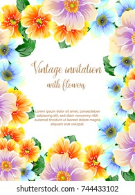 Invitation with floral background